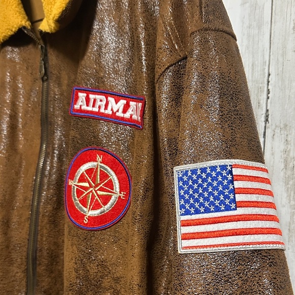 Spirit Top Gun Men Aviator Faux Leather Bomber Jacket Size L - Picture 7 of 9